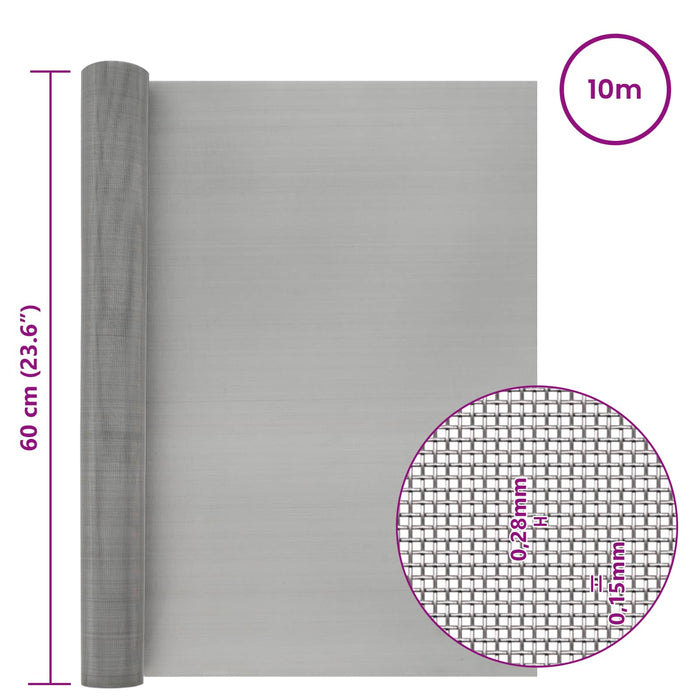 Ecran din plasă 60 x 1000 cm 60 Mesh Oțel Inoxidabil 201 WALTI