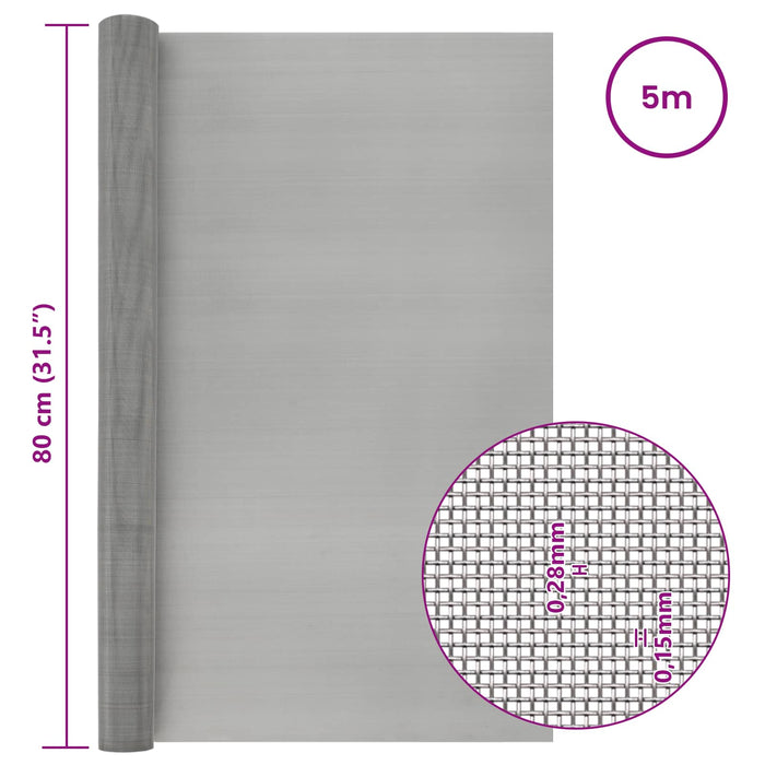 Ecran din plasă 80 x 500 cm 60 Mesh Oțel Inoxidabil 201 WALTI
