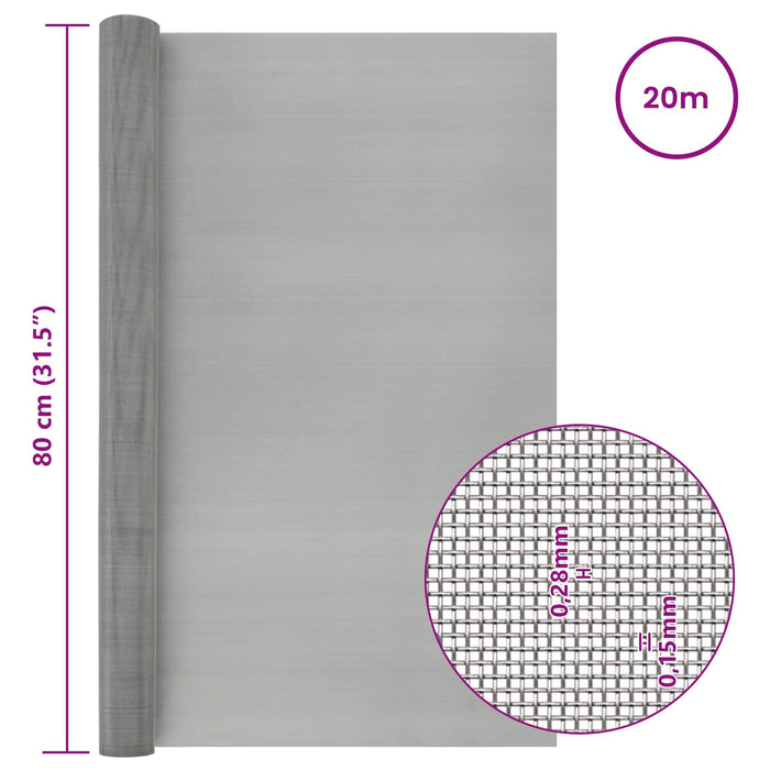 Ecran din plasă 80 x 2000 cm 60 Mesh Oțel Inoxidabil 201 WALTI