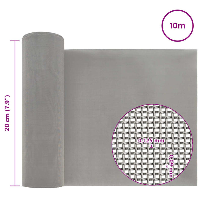 Ecran din plasă 20 x 1000 cm 120 Mesh Oțel Inoxidabil 201 WALTI