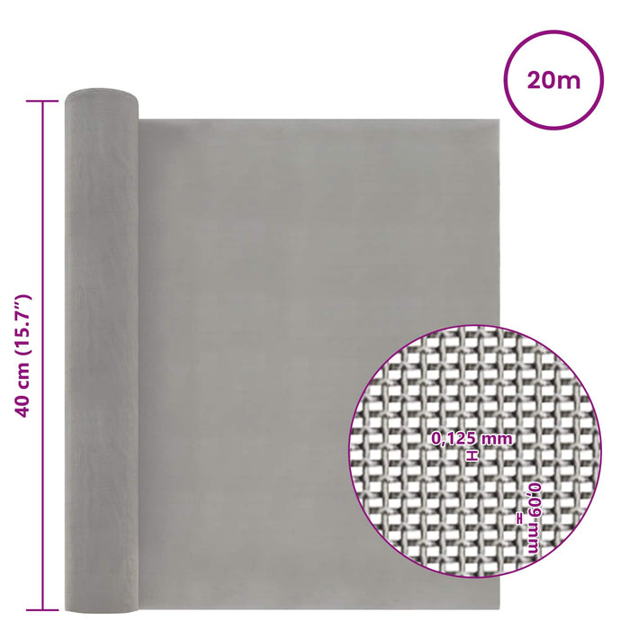 Ecran din plasă 40 x 2000 cm 120 Mesh Oțel Inoxidabil 201 WALTI