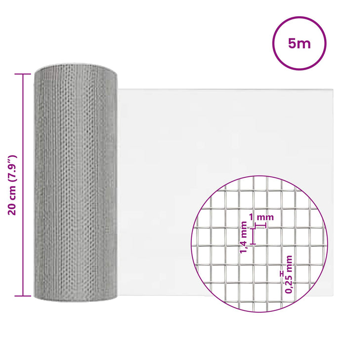 Ecran din plasă 20 x 500 cm 18 Mesh Oțel Inoxidabil 201 WALTI