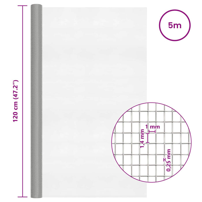 Ecran din plasă 120 x 500 cm 18 Mesh Oțel Inoxidabil 201 WALTI