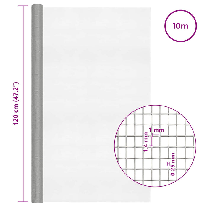Ecran din plasă 120 x 1000 cm 18 Mesh Oțel Inoxidabil 201 WALTI