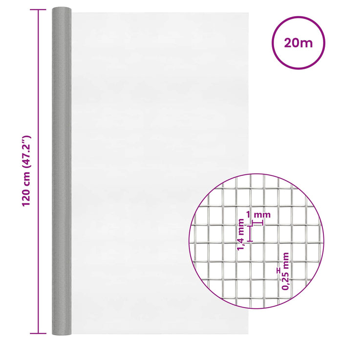 Ecran din plasă 120 x 2000 cm 18 Mesh Oțel Inoxidabil 201 WALTI