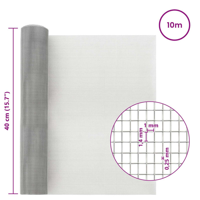 Ecran din plasă 40 x 1000 cm 18 Mesh Oțel Inoxidabil 201 WALTI