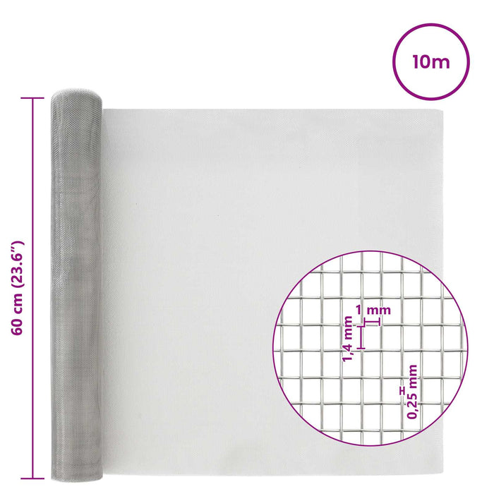 Ecran din plasă 60 x 1000 cm 18 Mesh Oțel Inoxidabil 201 WALTI