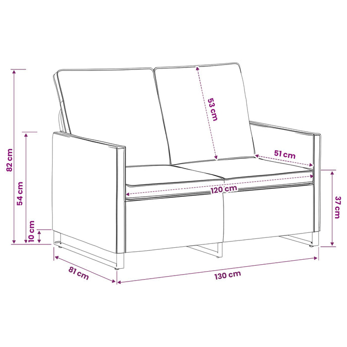 Canapea cu 2 locuri Gri deschis 130 x 81 x 82 cm WALTI