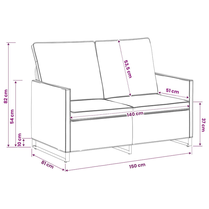 Canapea cu 2 locuri Gri închis 150 x 81 x 82 cm WALTI