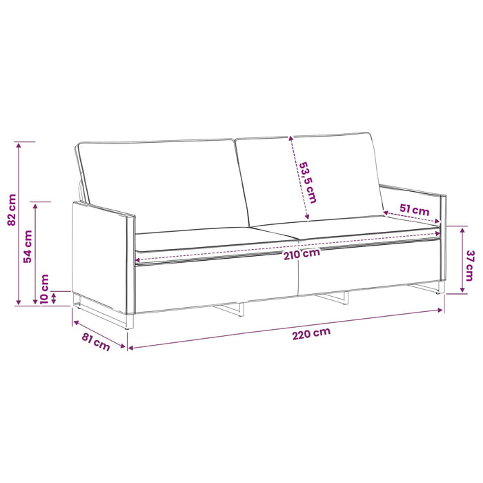 Sofă cu 3 locuri Gri deschis 220 x 81 x 82 cm WALTI