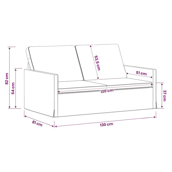 Canapea cu 2 locuri Negru 130 x 81 x 82 cm Catifea WALTI