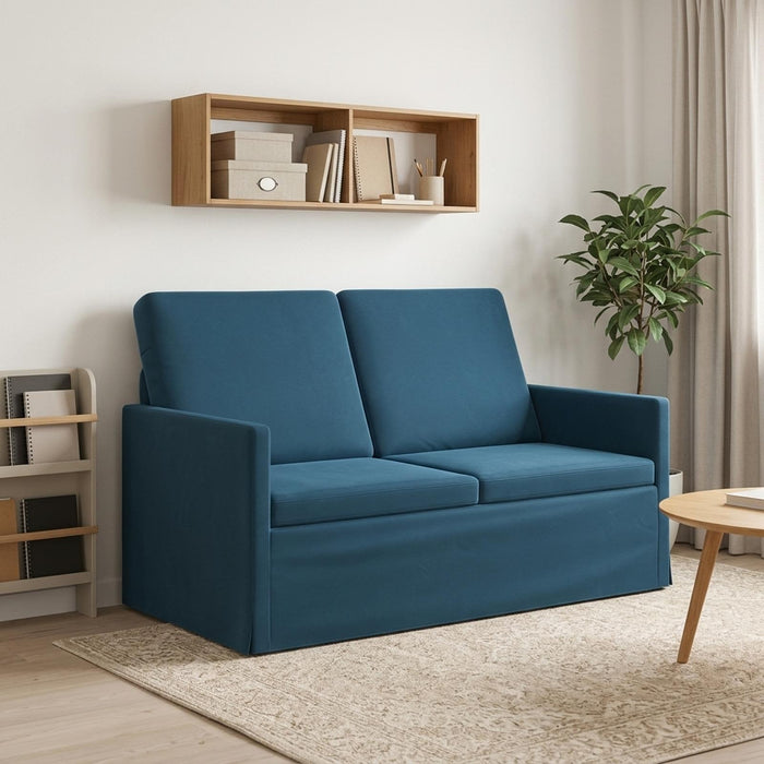 Canapea cu 2 locuri albastru 130 x 81 x 82 cm Catifea WALTI
