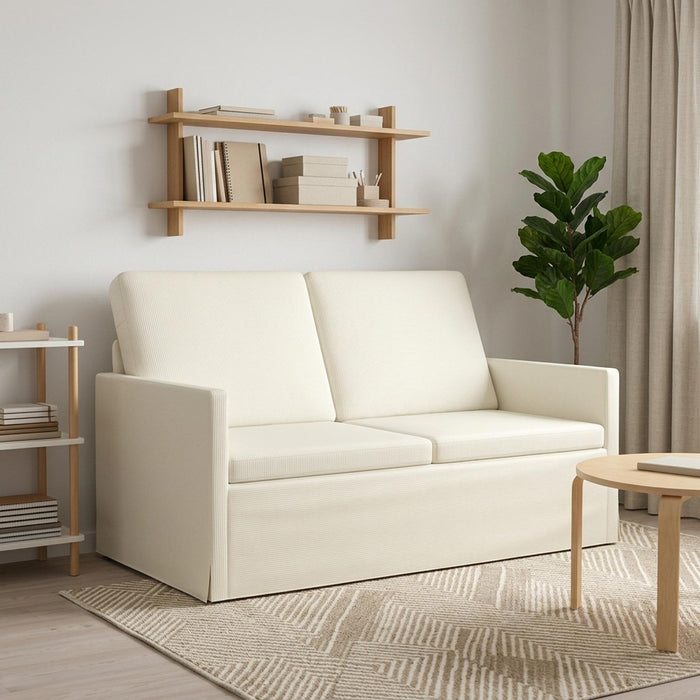 Canapea cu 2 locuri Crem 130 x 81 x 82 cm Țesătură din corduroy WALTI