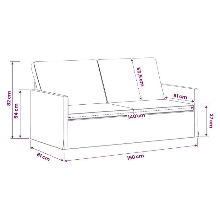 Canapea cu 2 locuri Negru 150 x 81 x 82 cm Catifea WALTI