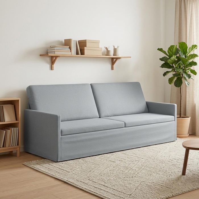 Sofă cu 3 locuri Gri deschis 220 x 81 x 82 cm Țesătură WALTI