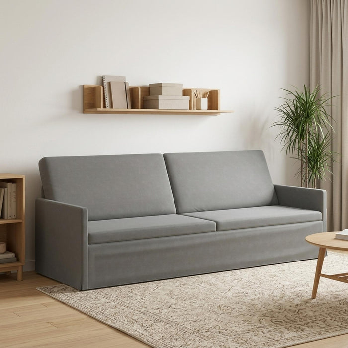 Sofă cu 3 locuri Gri închis 220 x 81 x 82 cm Catifea WALTI