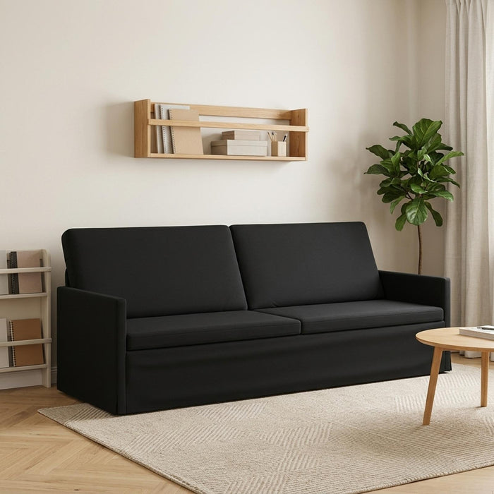 Sofă cu 3 locuri Negru 220 x 81 x 82 cm Catifea WALTI