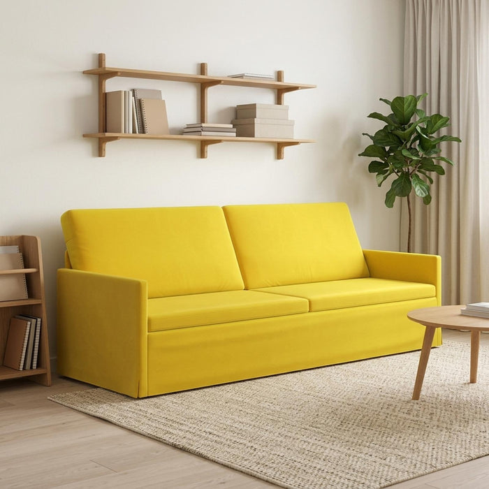 Sofă cu 3 locuri Galben 220 x 81 x 82 cm Catifea WALTI