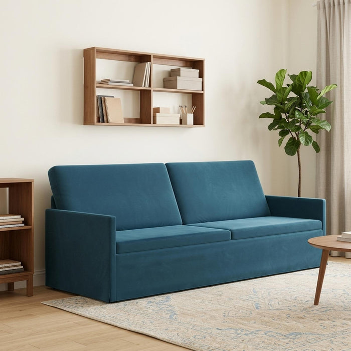 Sofă cu 3 locuri albastru 220 x 81 x 82 cm Catifea WALTI