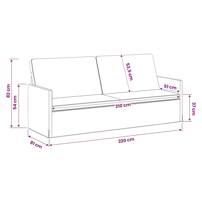 Sofă cu 3 locuri Turcoaz 220 x 81 x 82 cm Catifea WALTI