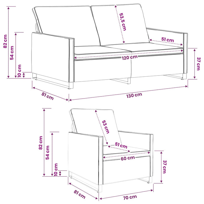 Set de canapea 2 pcs Maro Material din microfibră WALTI
