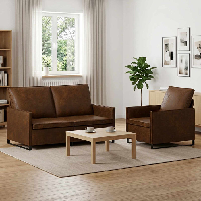 Set de canapea 2 pcs Maro Material din microfibră WALTI