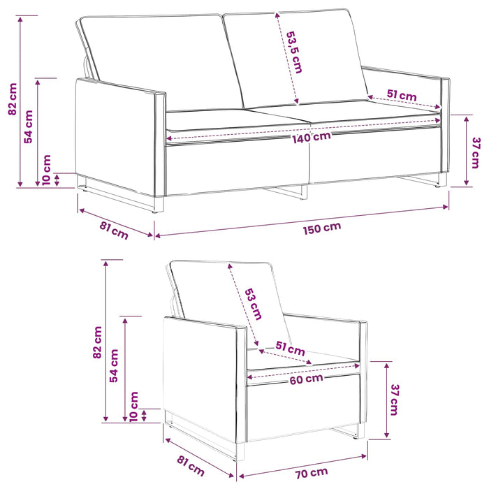 Set de canapea 2 pcs Maro Material din microfibră WALTI