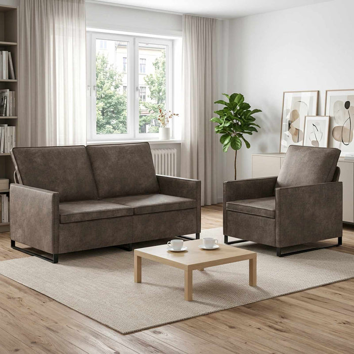 Set de canapea 2 pcs Gri închis Material din microfibră WALTI