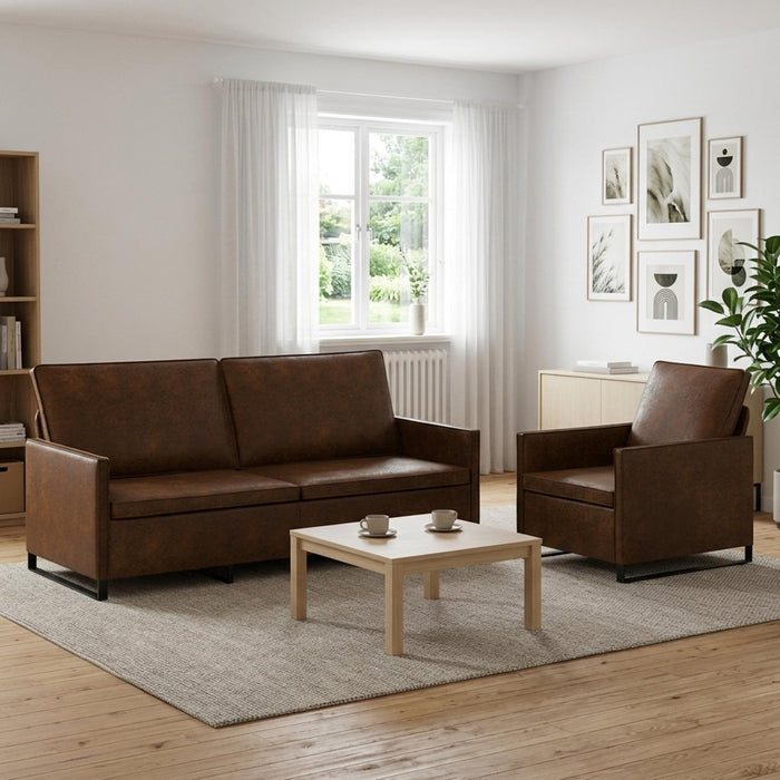 Set de canapea 2 pcs Maro Material din microfibră WALTI