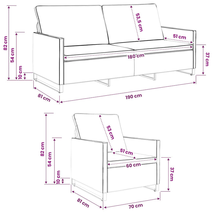 Set de canapea 2 pcs Maro Material din microfibră WALTI