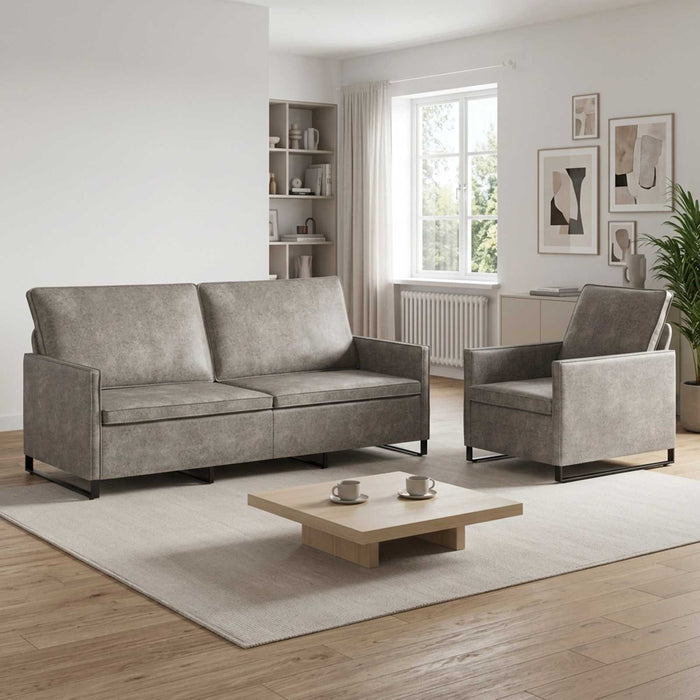 Set de canapea 2 pcs Gri deschis Material din microfibră WALTI