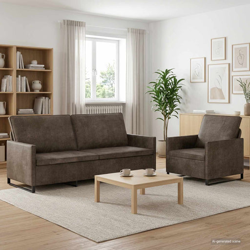Set de canapea 2 pcs Gri închis Material din microfibră - WALTI WALTI