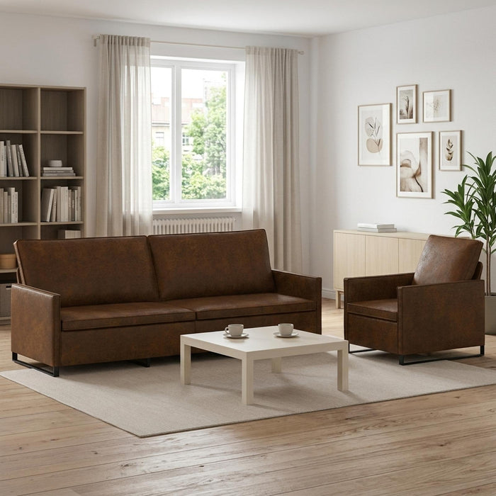 Set de canapea 2 pcs Maro Material din microfibră WALTI