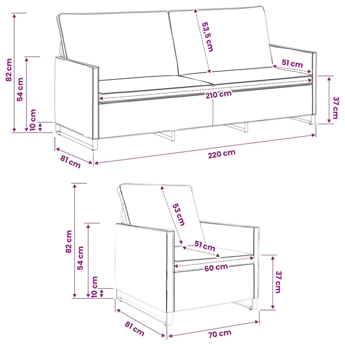 Set de canapea 2 pcs Maro Material din microfibră WALTI