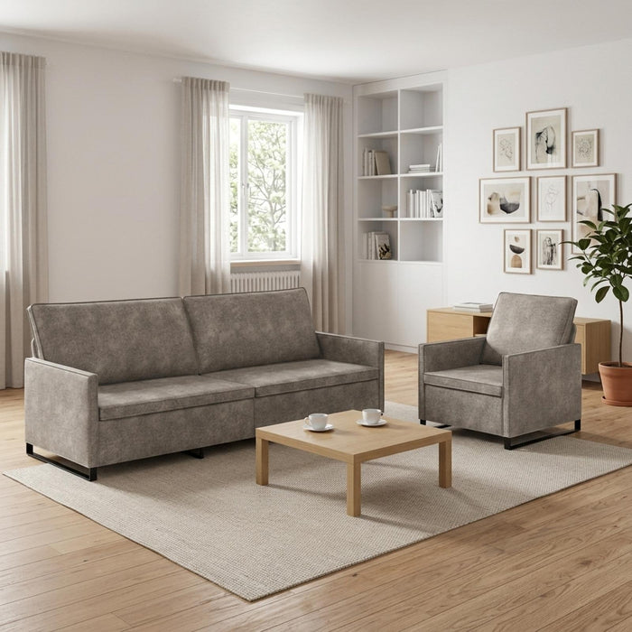 Set de canapea 2 pcs Gri deschis Material din microfibră WALTI