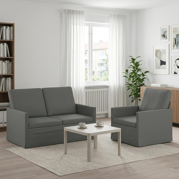 Set de canapea 2 pcs Gri închis Țesătură WALTI