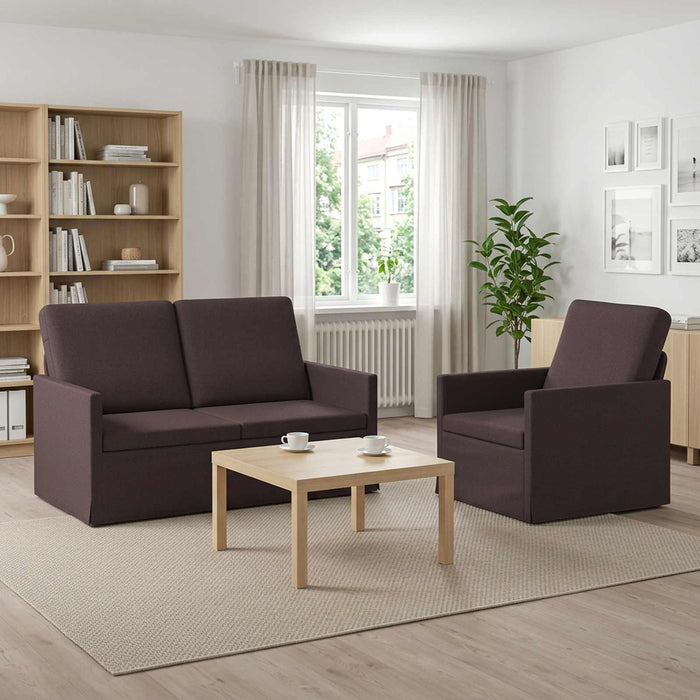 Set de canapea 2 pcs Maro închis Țesătură WALTI
