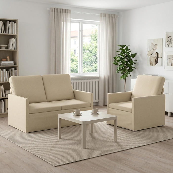 Set de canapea 2 pcs Crem Țesătură WALTI