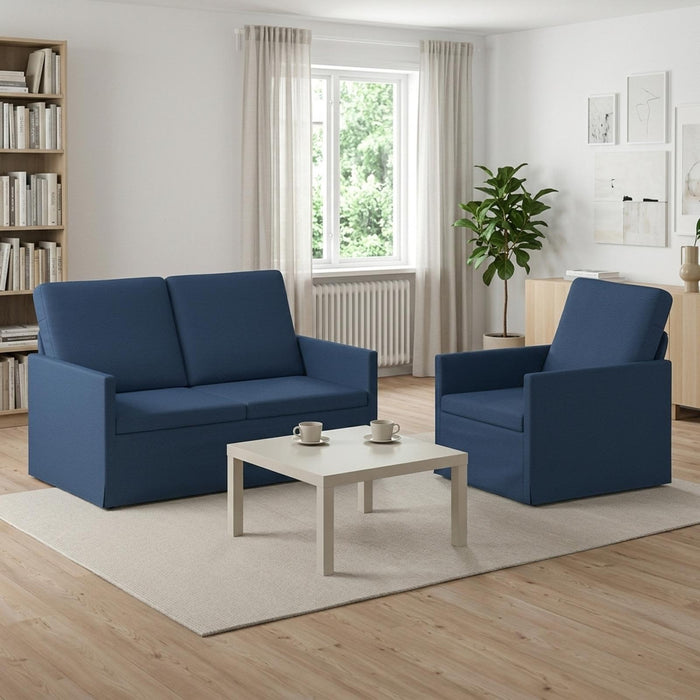 Set de canapea 2 pcs albastru Țesătură WALTI
