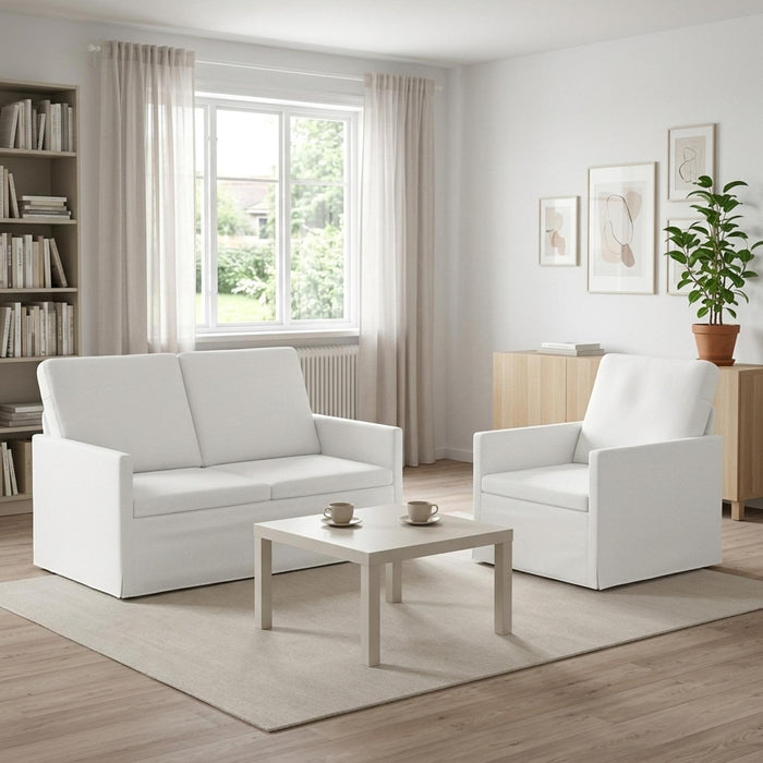 Set de canapea 2 pcs Alb Țesătură WALTI