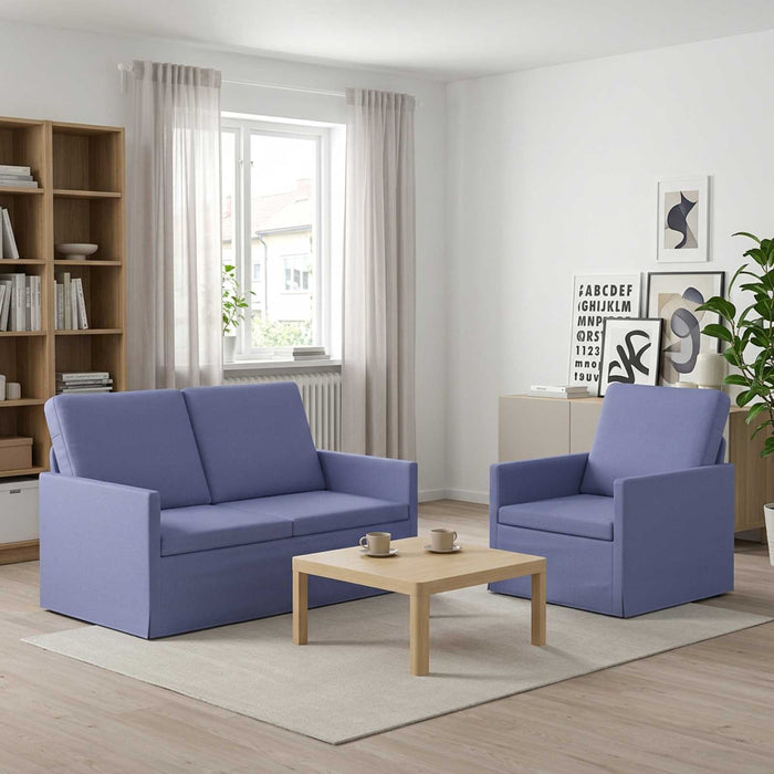Set de canapea 2 pcs Albastru Jeans Țesătură WALTI