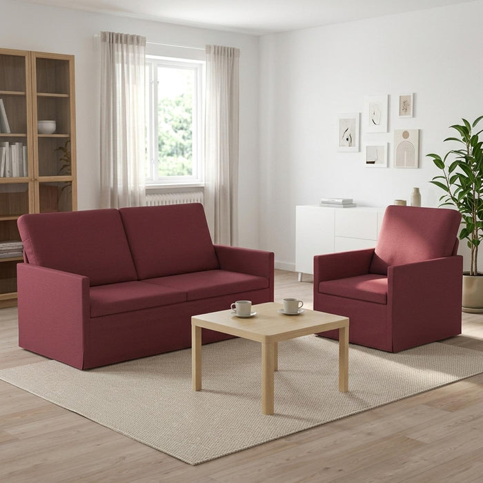 Set de canapea 2 pcs Roșu Vin Țesătură WALTI