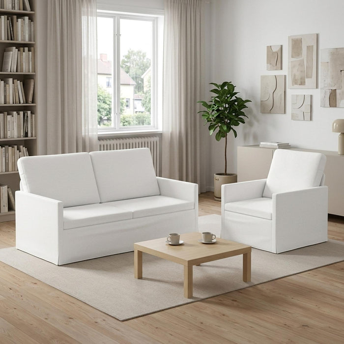 Set de canapea 2 pcs Alb Țesătură WALTI