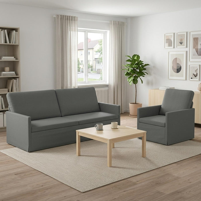 Set de canapea 2 pcs Gri închis Țesătură WALTI