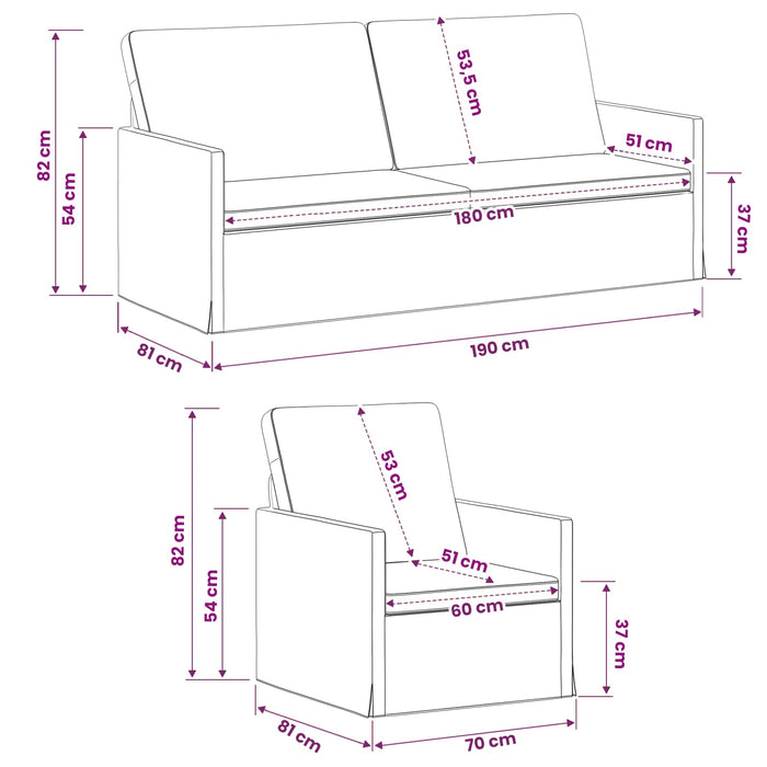 Set de canapea 2 pcs Gri închis Țesătură WALTI