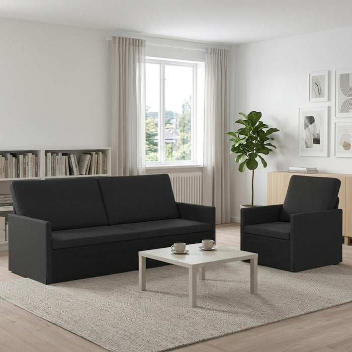 Set de canapea 2 pcs Negru Țesătură WALTI