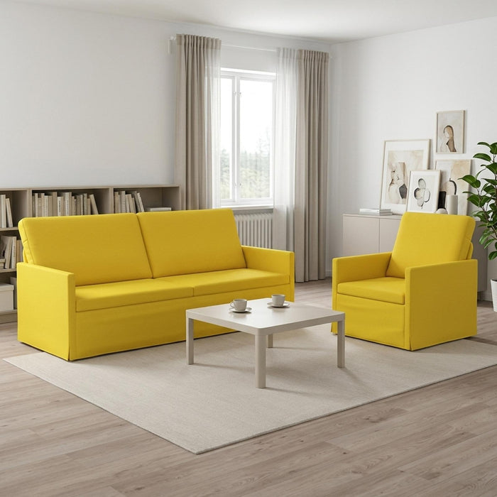 Set de canapea 2 pcs Galben Deschis Țesătură WALTI
