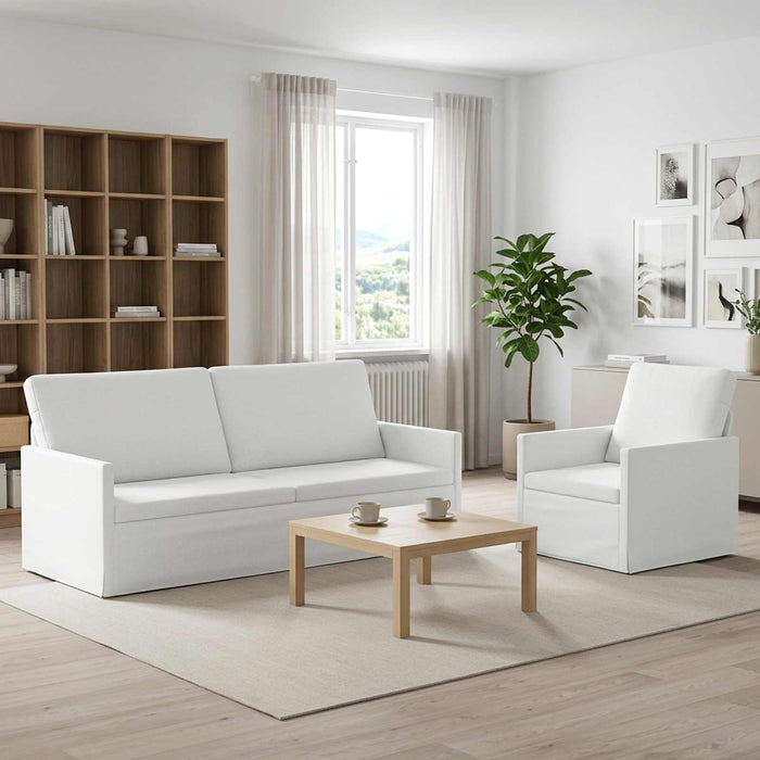 Set de canapea 2 pcs Alb Țesătură WALTI