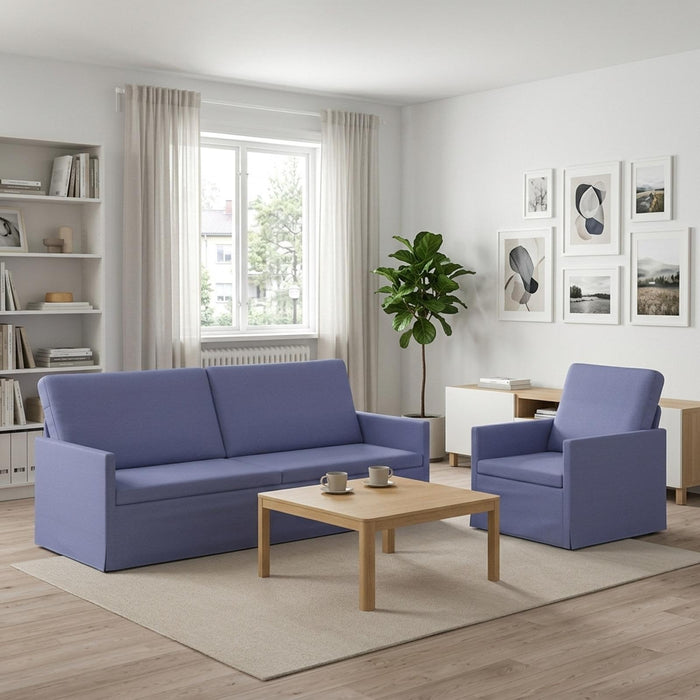 Set de canapea 2 pcs Albastru Jeans Țesătură WALTI
