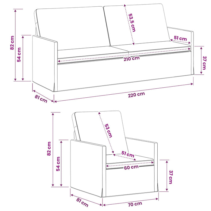 Set de canapea 2 pcs Gri închis Țesătură WALTI